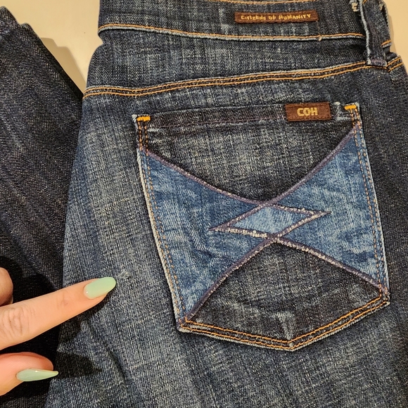 Vintage COH Ingrid Low Waist Flare Leg Jean Size 27 Rare Patchwork Pockets - Picture 9 of 16